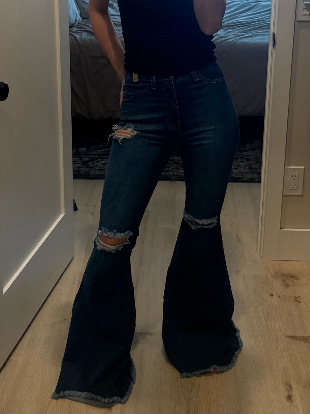 Women’s flare distressed jeans